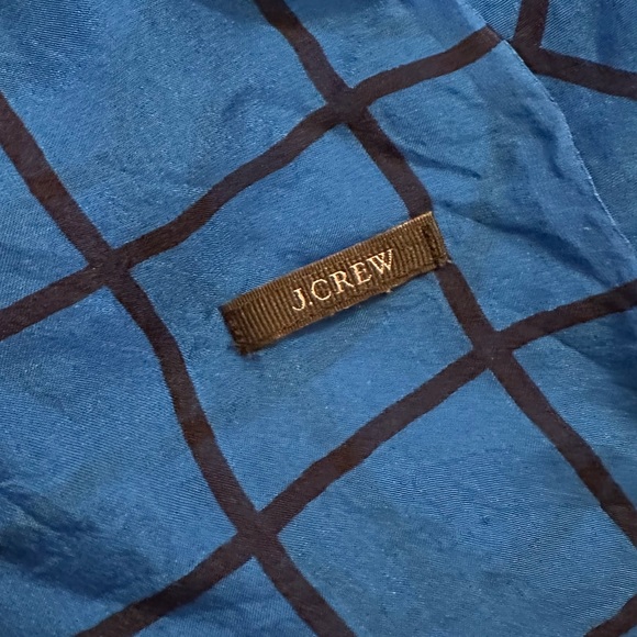 J. Crew Cerulean Blue Window Pane Silk Scarf - Picture 7 of 10